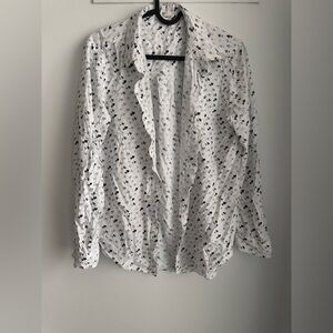 Jane and Delancey White Button Down Shirt with Black Pattern